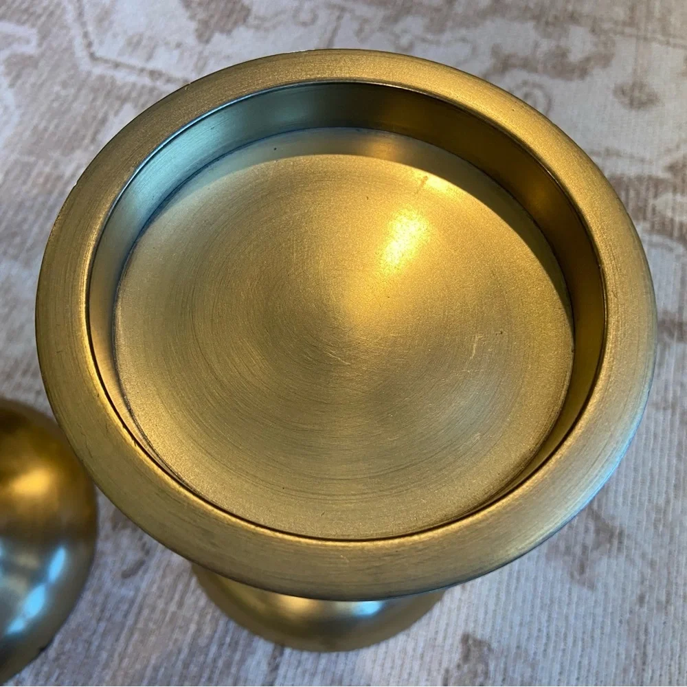 Pottery Barn Gold Candle Holders set of 2